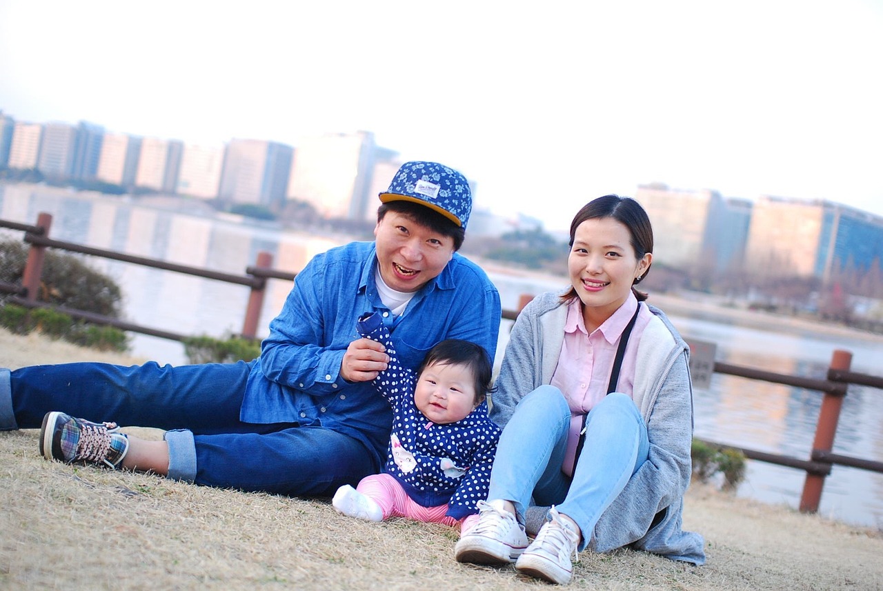 family, korean, baby