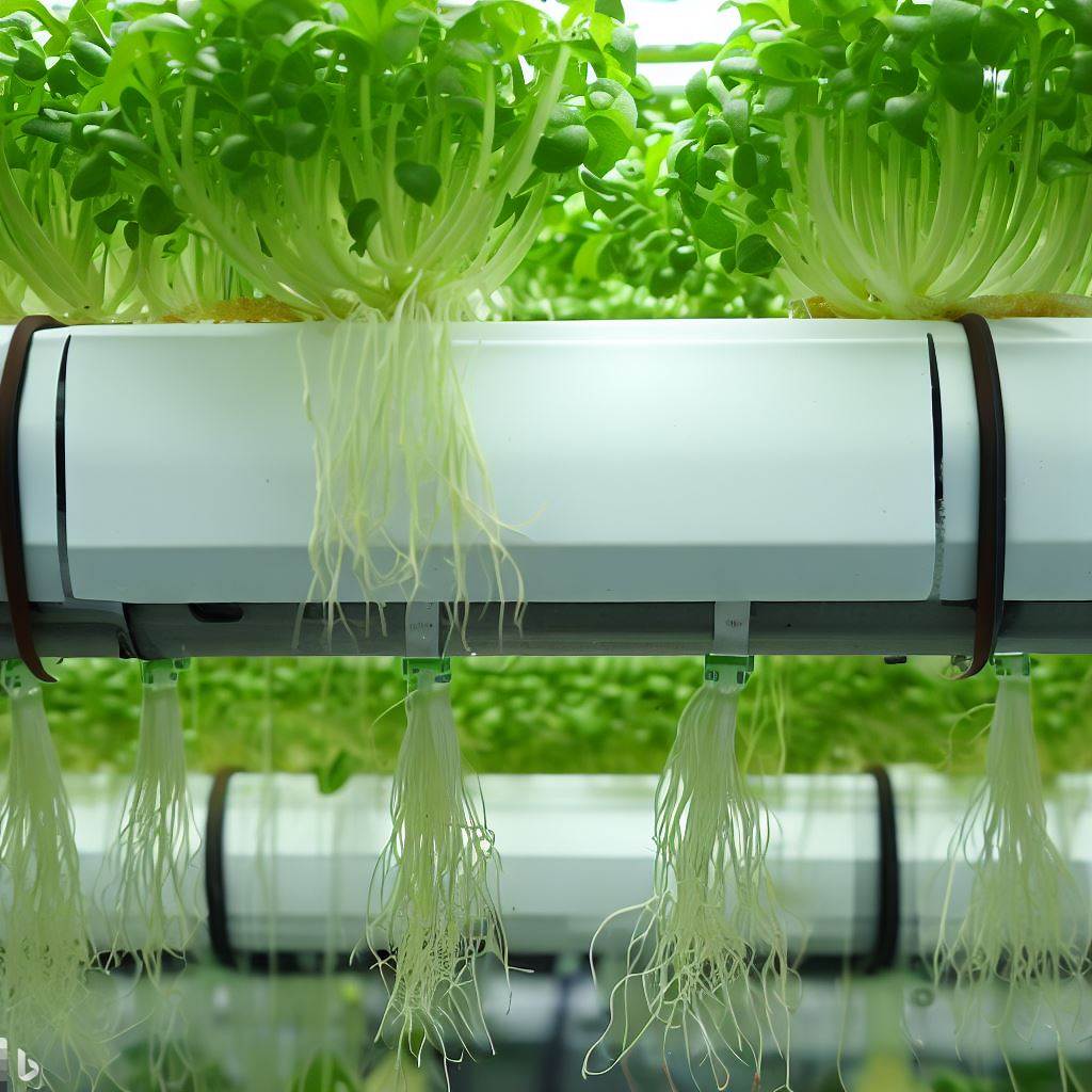 Pertanian aeroponik adalah teknik bertani di mana tanaman ditanam dalam udara, dengan akar yang tergantung dan disemprotkan dengan larutan nutrisi.